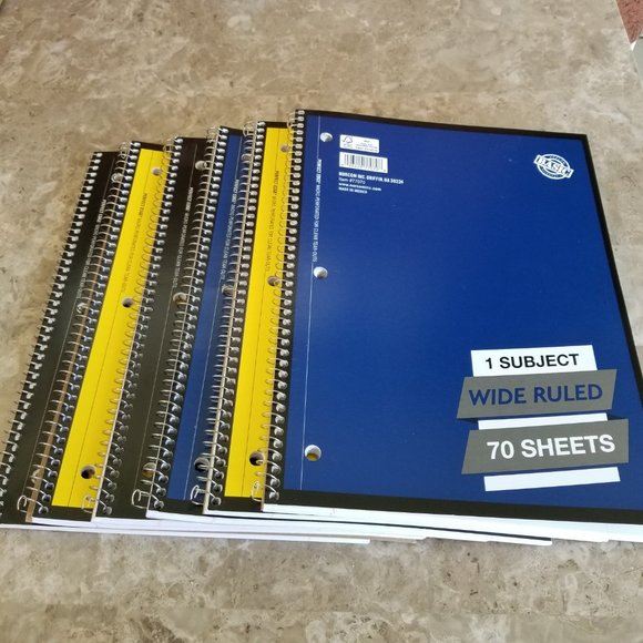 NEW 6 Pack Bundle of Spiral Notebooks: 1-subject, 70-count, Wide Ruled - Picture 7 of 7